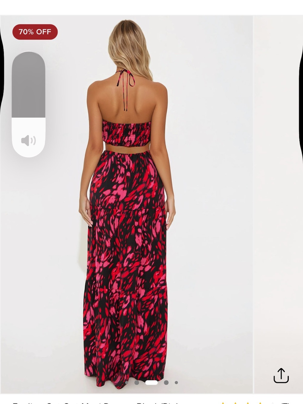 Fashion Nova Pink and Black Cutout Halter Maxi Dress - Picture 2 of 2